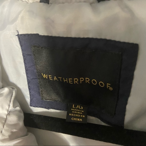 Weatherproof Light Gray Quilted Hooded Jacket L | Zip Front Warm Outerwear - Picture 9 of 13